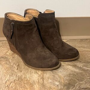 Time and Tru Dark Brown Ankle Booties